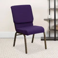 Stacking Auditorium Chair with 19" Seat, Royal Purple Fabric/Gold Vein Frame