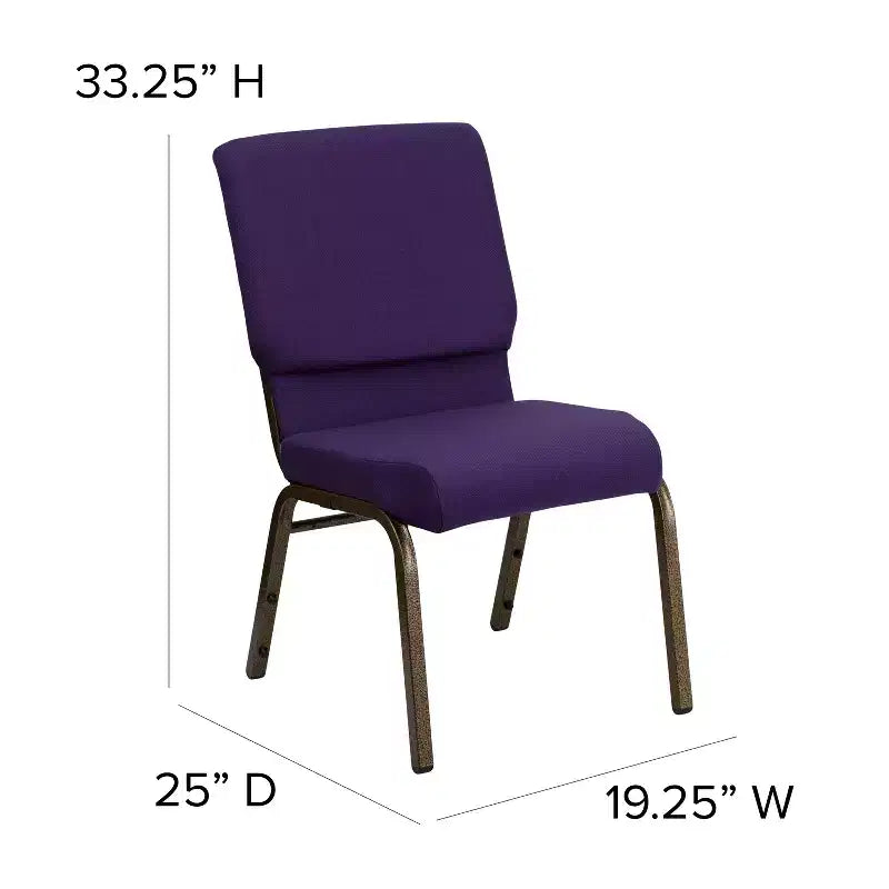 Stacking Auditorium Chair with 19" Seat, Royal Purple Fabric/Gold Vein Frame