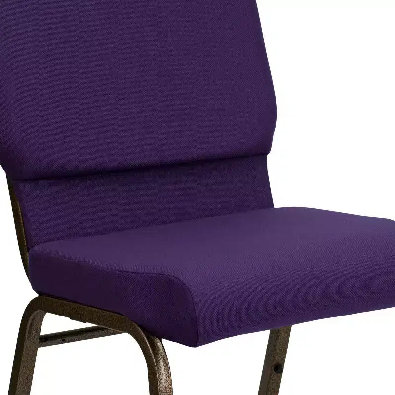 Stacking Auditorium Chair with 19" Seat, Royal Purple Fabric/Gold Vein Frame