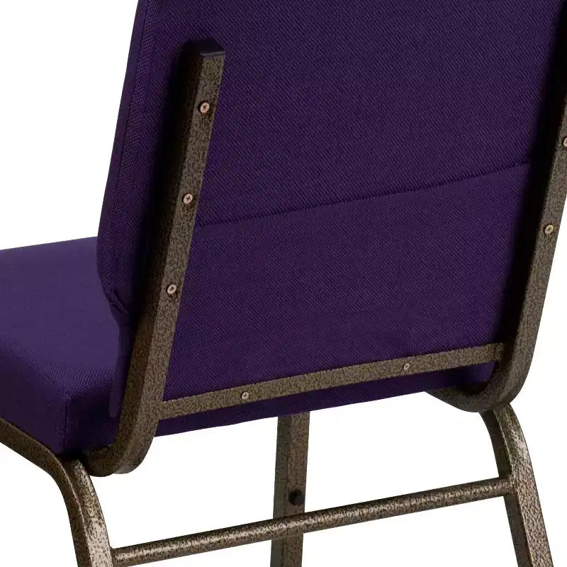Stacking Auditorium Chair with 19" Seat, Royal Purple Fabric/Gold Vein Frame