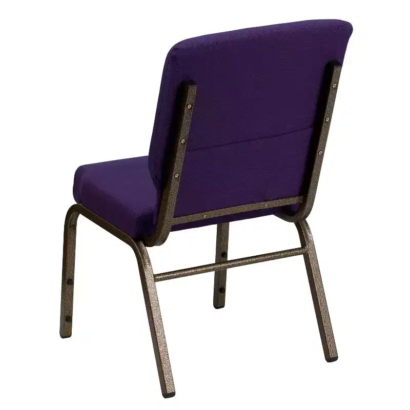 Stacking Auditorium Chair with 19" Seat, Royal Purple Fabric/Gold Vein Frame