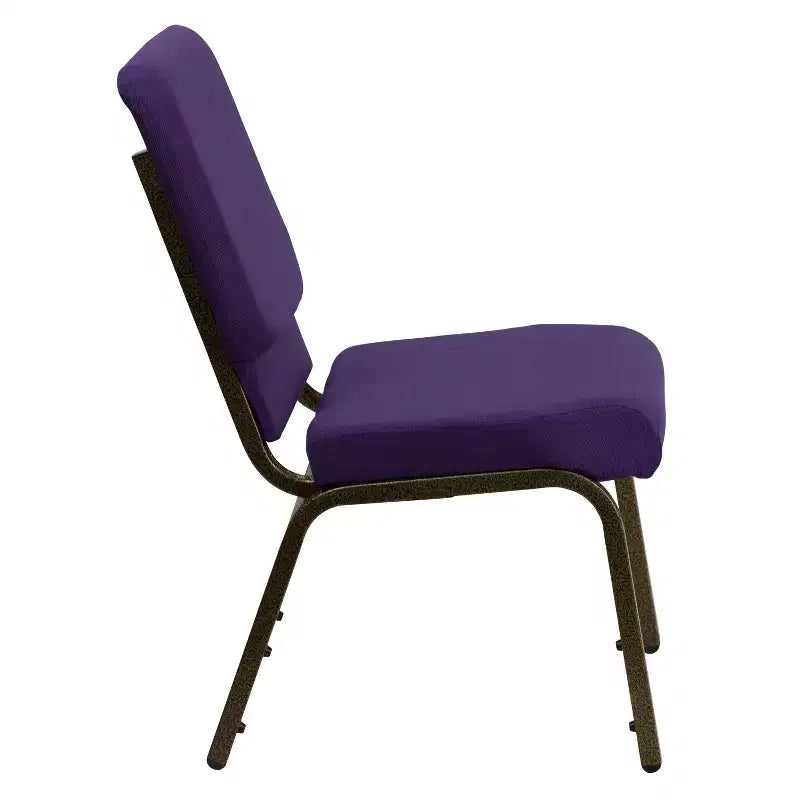 Stacking Auditorium Chair with 19" Seat, Royal Purple Fabric/Gold Vein Frame