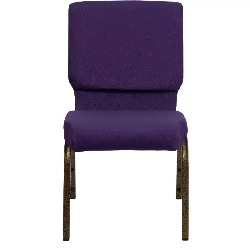 Stacking Auditorium Chair with 19" Seat, Royal Purple Fabric/Gold Vein Frame