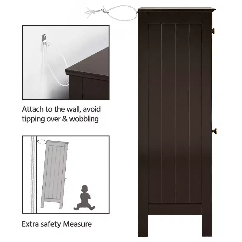 Bathroom Floor Cabinet with Drawer and Single Shutter Door