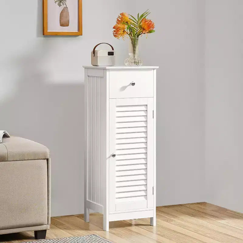 Bathroom Floor Cabinet with Drawer and Single Shutter Door