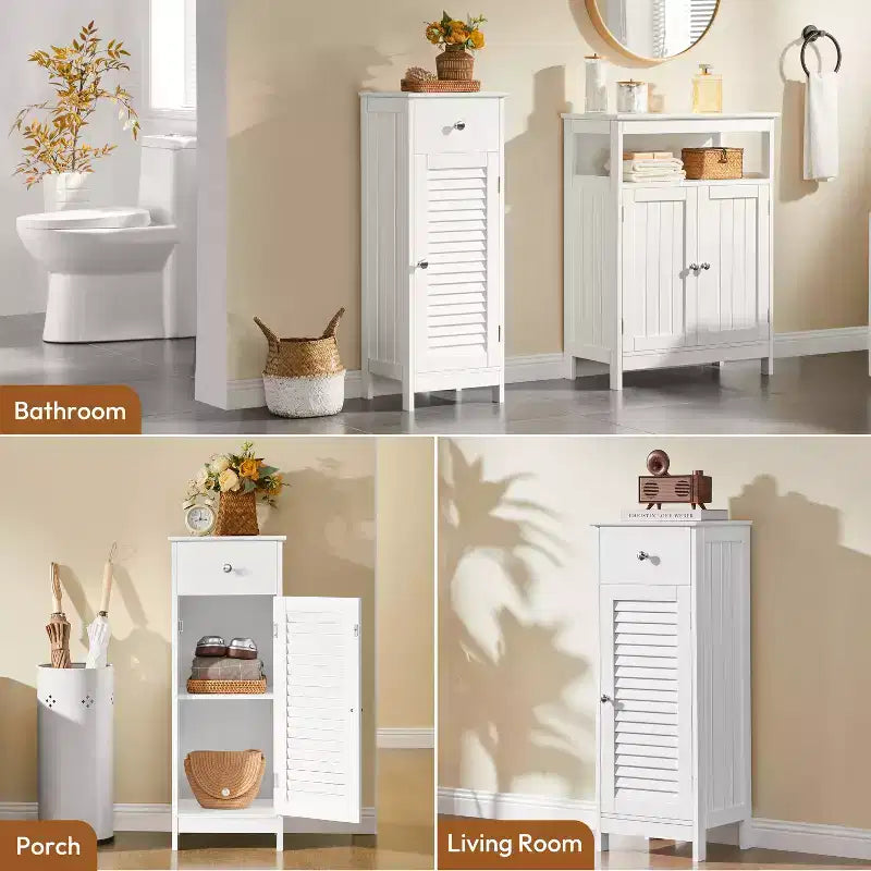 Bathroom Floor Cabinet with Drawer and Single Shutter Door