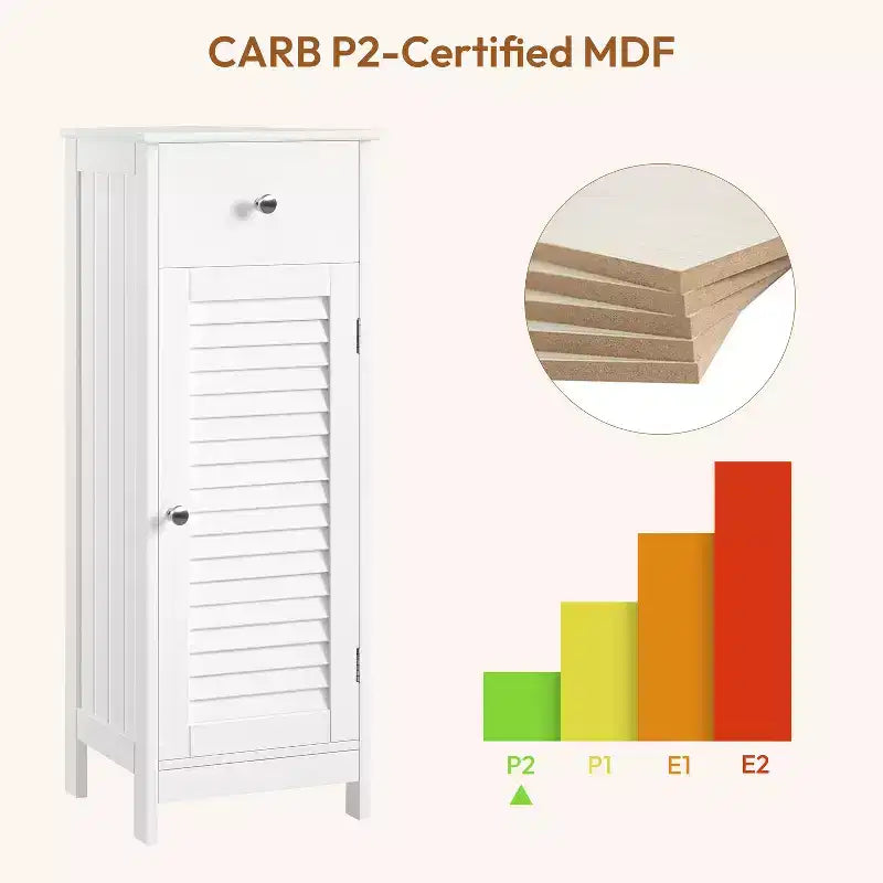 Bathroom Floor Cabinet with Drawer and Single Shutter Door
