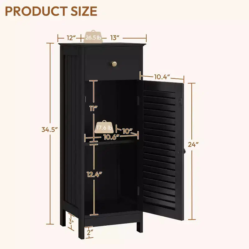 Bathroom Floor Cabinet with Drawer and Single Shutter Door