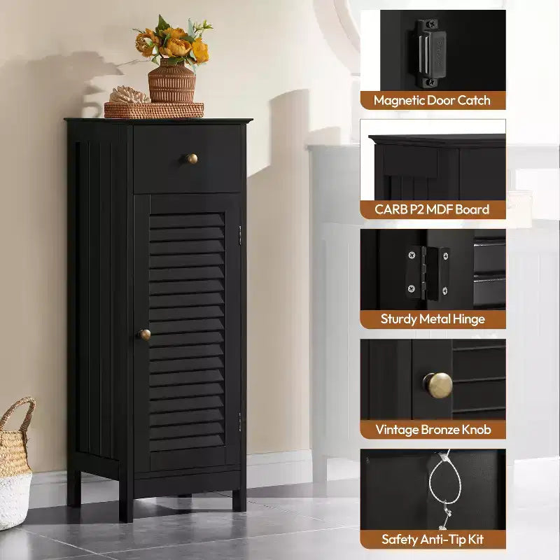 Bathroom Floor Cabinet with Drawer and Single Shutter Door