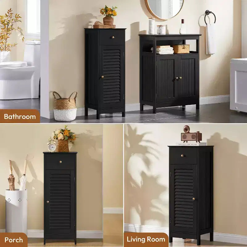 Bathroom Floor Cabinet with Drawer and Single Shutter Door
