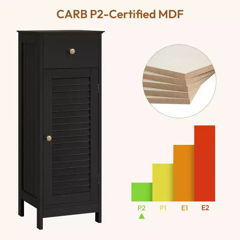 Bathroom Floor Cabinet with Drawer and Single Shutter Door