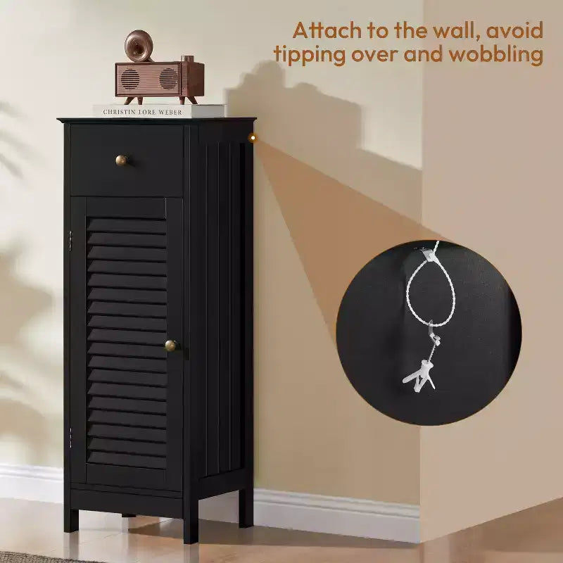 Bathroom Floor Cabinet with Drawer and Single Shutter Door