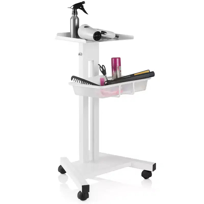Rolling Equipment Cart, Salon Trolley Stand, White