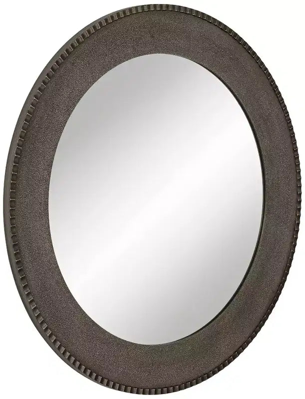 Matte Metallic Silver 34" Round Wall Mirror