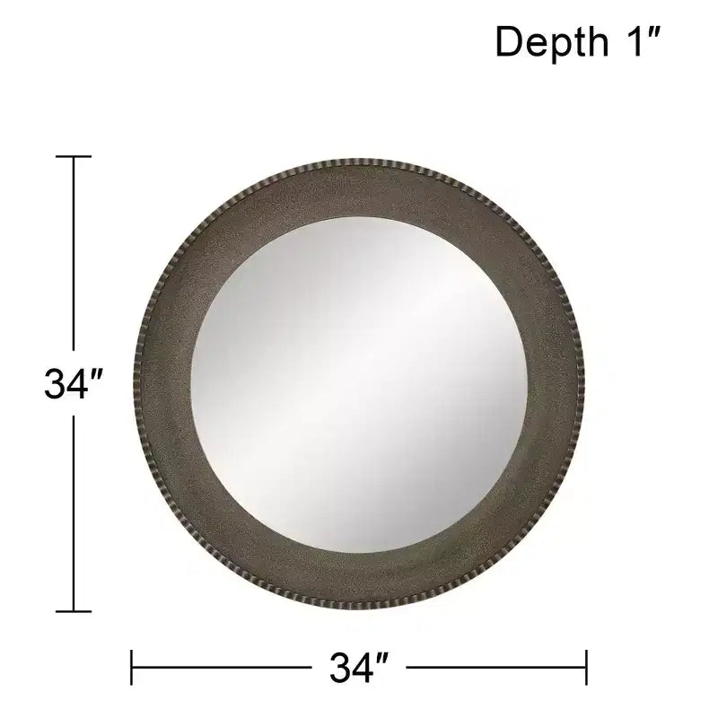 Matte Metallic Silver 34" Round Wall Mirror